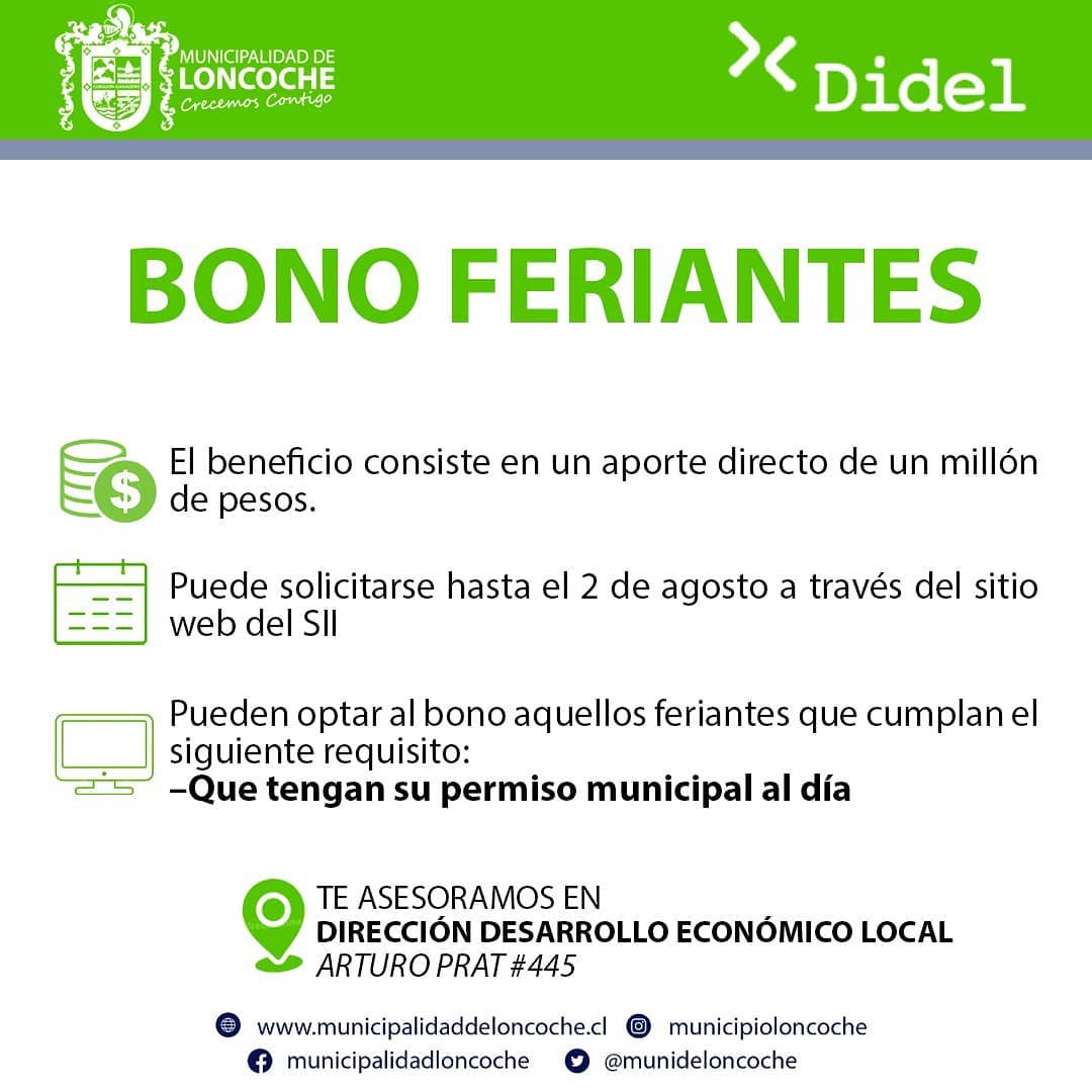 En este momento estás viendo MUNICIPIO TE APOYA EN LA POSTULACIÓN AL BONO FERIANTES.