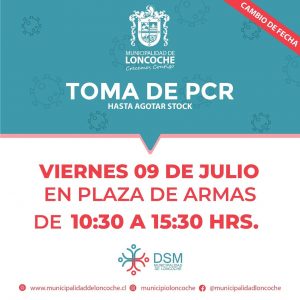 Lee más sobre el artículo MAÑANA VIERNES TOMA DE PCR EN PLAZA DE LONCOCHE.