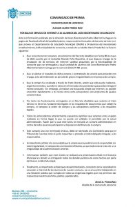 Lee más sobre el artículo COMUNICADO DE PRENSA.