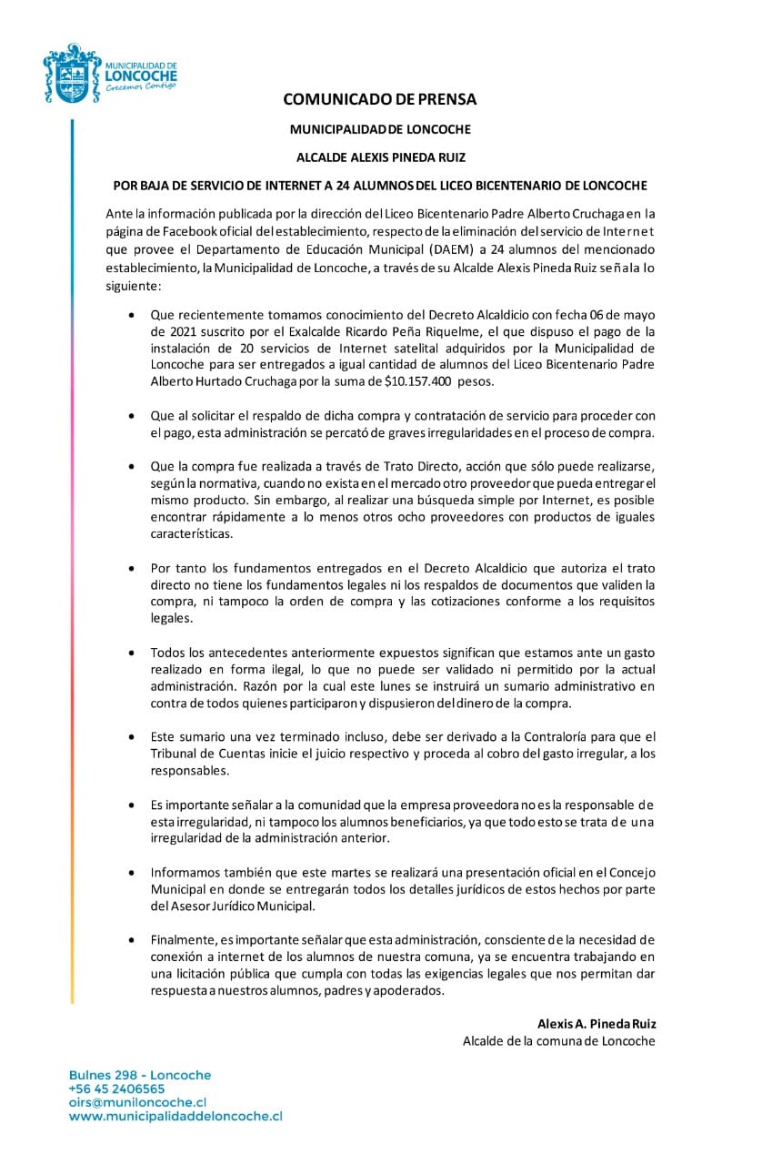 En este momento estás viendo COMUNICADO DE PRENSA.