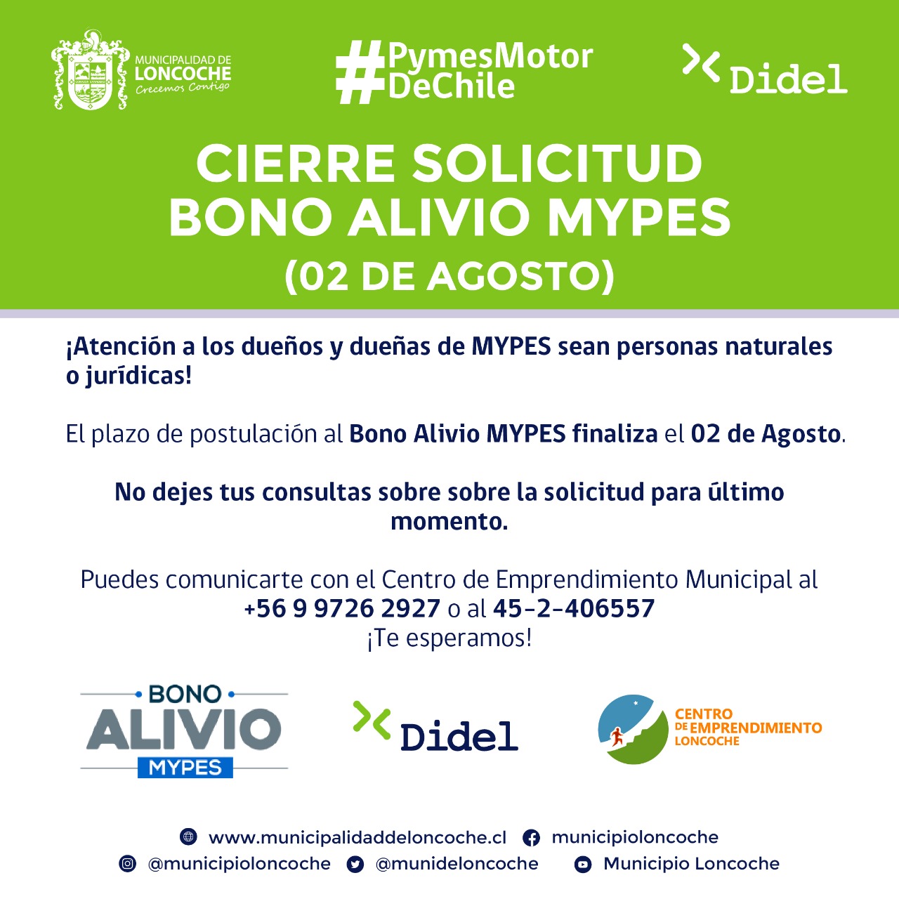 Lee más sobre el artículo ESTE 02 DE AGOSTO CIERRAN LAS SOLICITUD AL BONO ALIVIO MYPE.