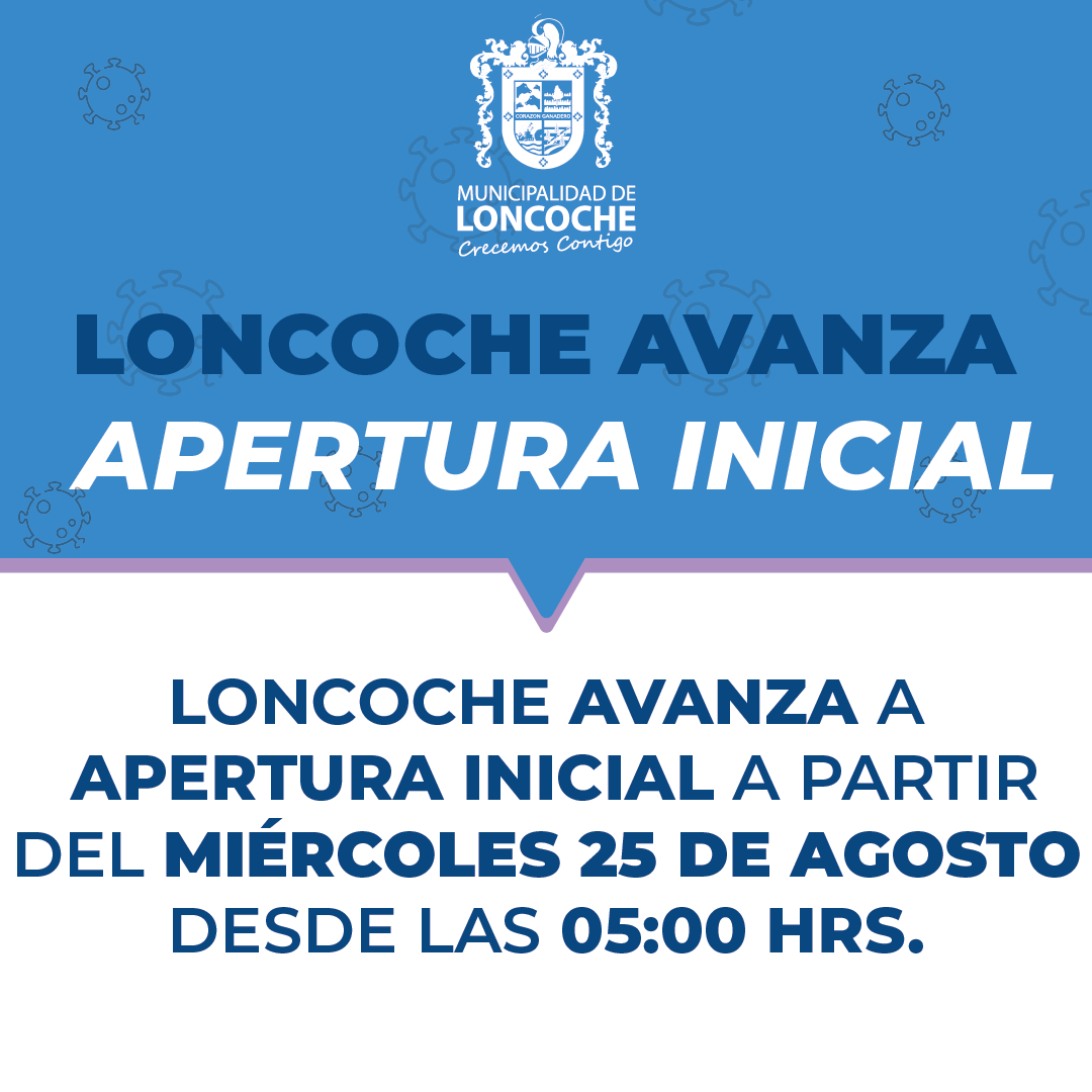 Lee más sobre el artículo 🛑 ÚLTIMO MINUTO | LONCOCHE AVANZA A APERTURA INICIAL FASE 4.
