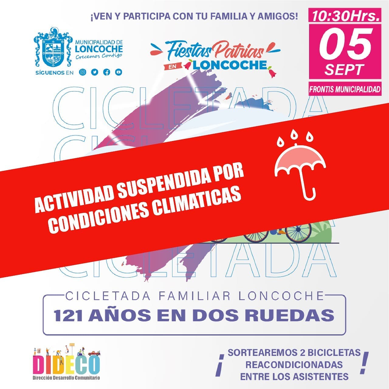 En este momento estás viendo SUSPENDIDA CICLETADA 121 AÑOS EN DOS RUEDAS.