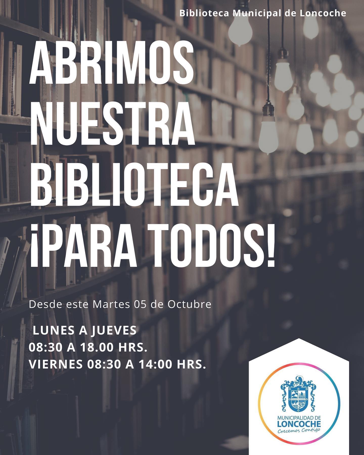 En este momento estás viendo HOY ES EL DÍA!!! BIBLIOTECA MUNICIPAL ABRE NUEVAMENTE SUS PUERTAS A LA COMUNIDAD.