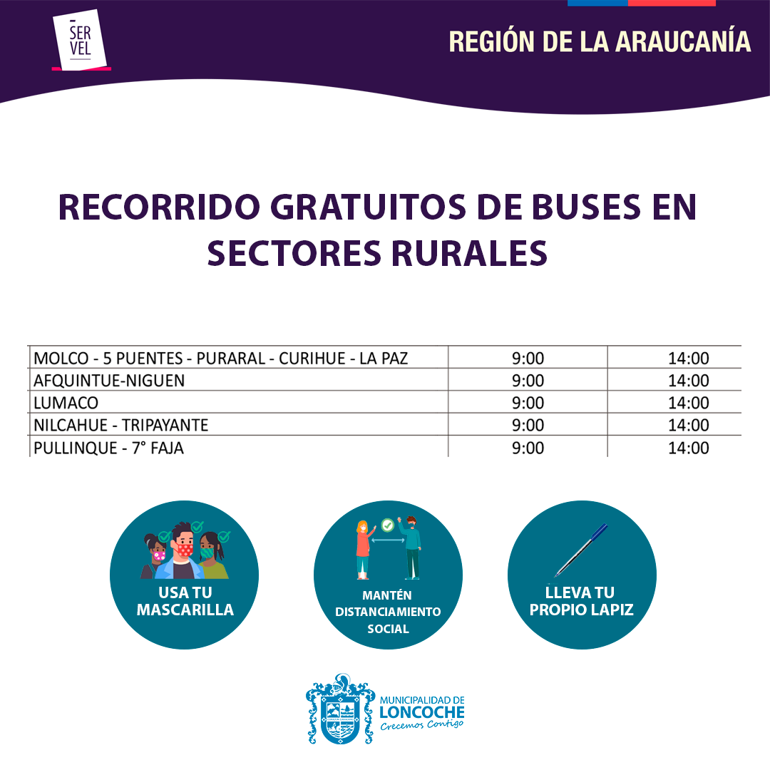 En este momento estás viendo RECORRIDO GRATUITOS DE BUSES EN SECTORES RURALES.
