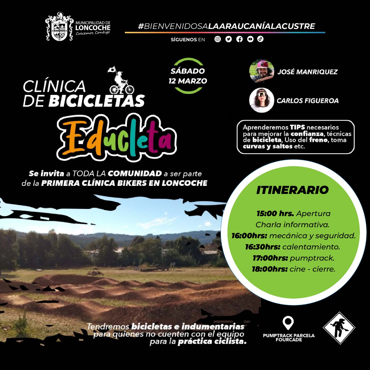 En este momento estás viendo REALIZARÁN CLÍNICA DE BICICLETAS EN PARCELA MUNICIPAL.