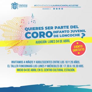 Lee más sobre el artículo INVITAN A PARTICIPAR DE CORO INFANTO JUVENIL DE LONCOCHE
