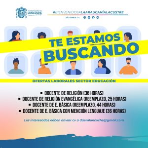 Lee más sobre el artículo DAEM INFORMA OFERTAS LABORALES EN ÁREA EDUCACIÓN.