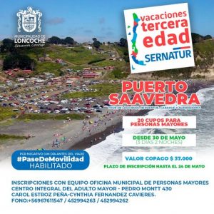 Lee más sobre el artículo ¡VAMOS A PUERTO SAAVEDRA! VACACIONES TERCERA EDAD.