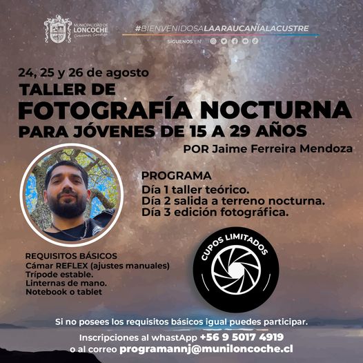 Lee más sobre el artículo REALIZAN TALLER DE FOTOGRAFÍA NOCTURNA PARA JÓVENES de 15 a 29 años.