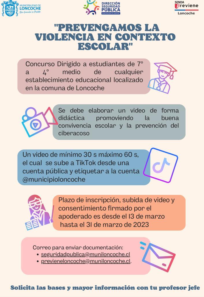 Lee más sobre el artículo BASES PRIMER CONCURSO ESCOLAR  «PREVENGAMOS LA VIOLENCIA EN CONTEXTO ESCOLAR Y CIBERACOSO».
