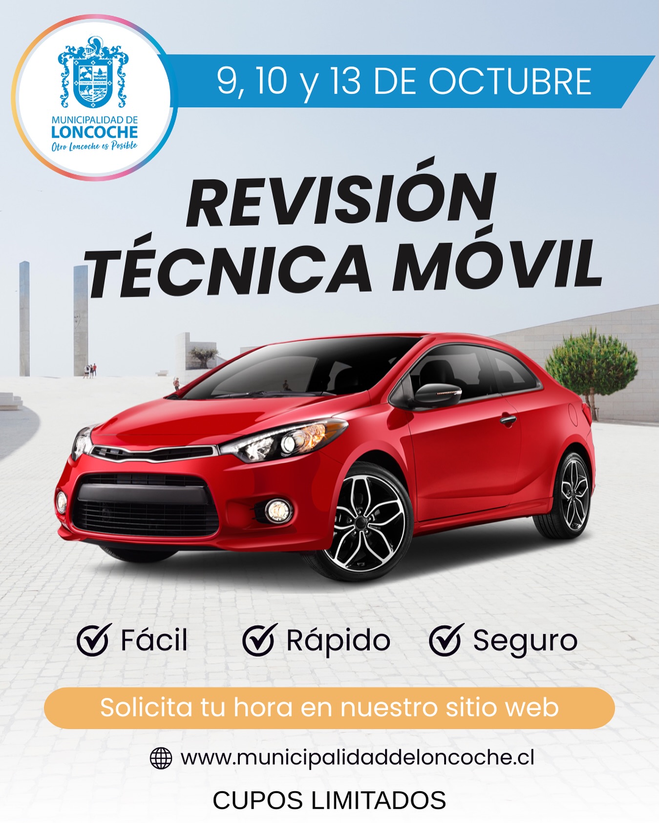 En este momento estás viendo La Revisión Técnica Móvil llega a nuestra comuna los días 9, 10 y 13 de octubre.