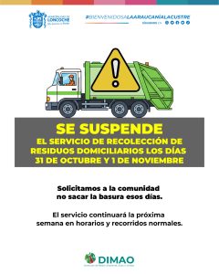 Lee más sobre el artículo SUSPENSIÓN TEMPORAL DE RECOLECCIÓN DE RESIDUOS DOMICILIARIOS