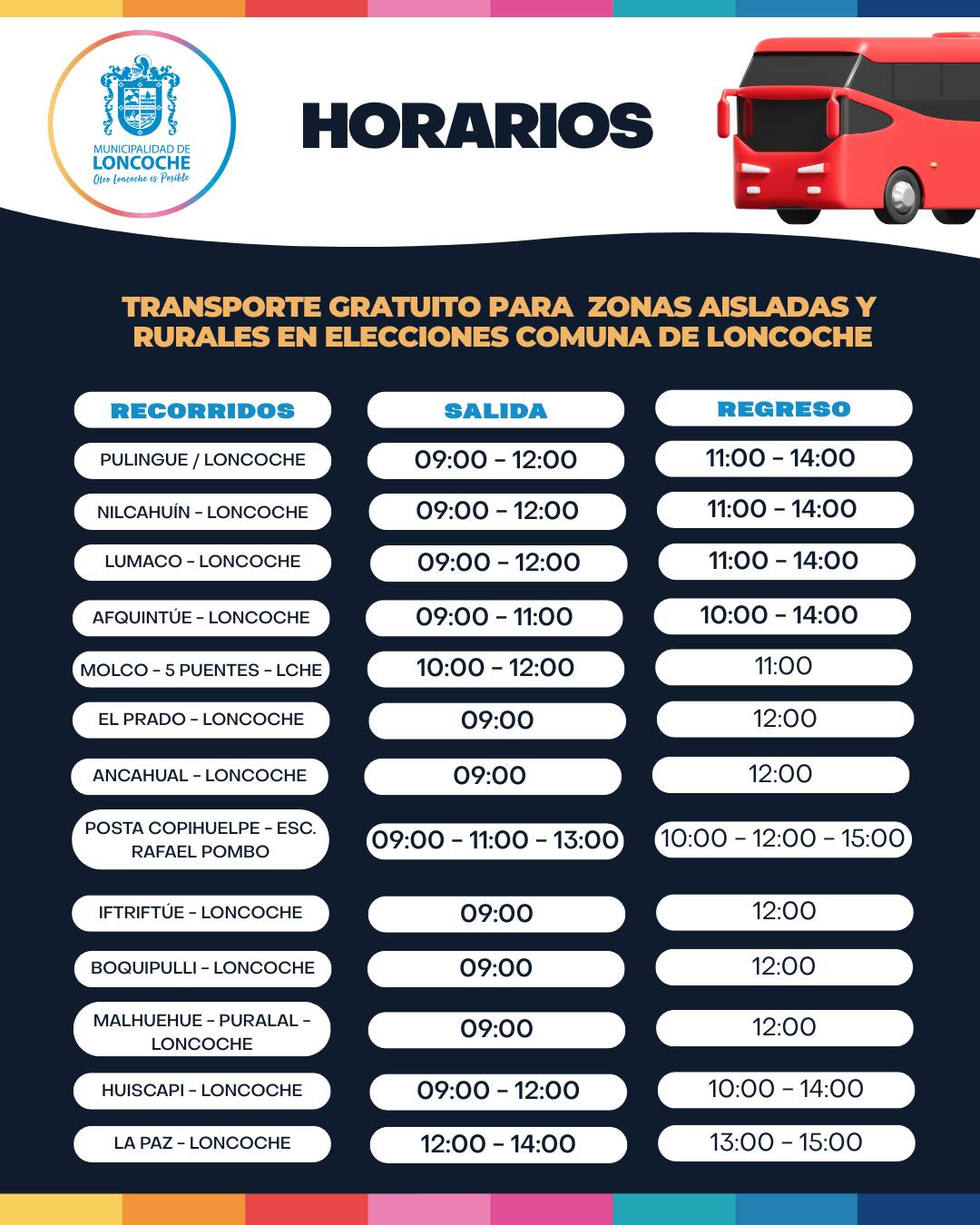Lee más sobre el artículo TRANSPORTE GRATUITO: Elecciones 2025