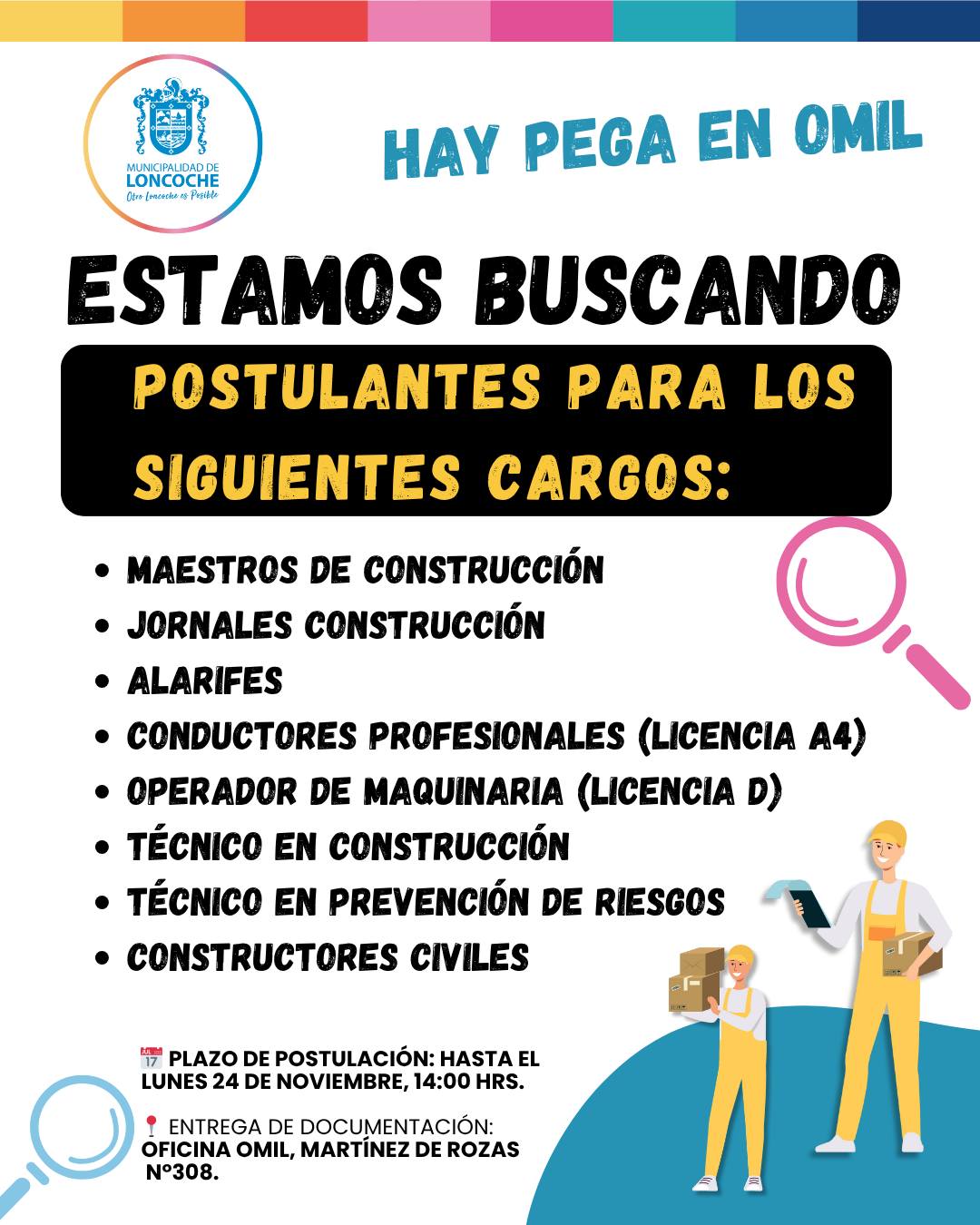 En este momento estás viendo ¡ATENCIÓN LONCOCHE! La OMIL se encuentra buscando personal para el rubro de la construcción.
