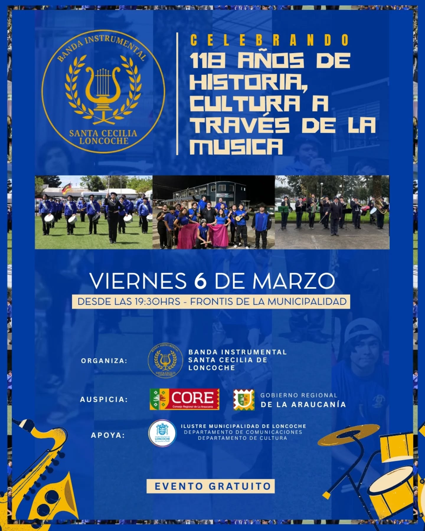 En este momento estás viendo Banda Santa Cecilia, este viernes 6 de marzo celebra sus 118 años de historia, cultura y tradición en Loncoche.