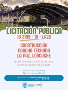Lee más sobre el artículo Llamado a Licitación – Construcción Cancha Techada La Paz, Loncoche