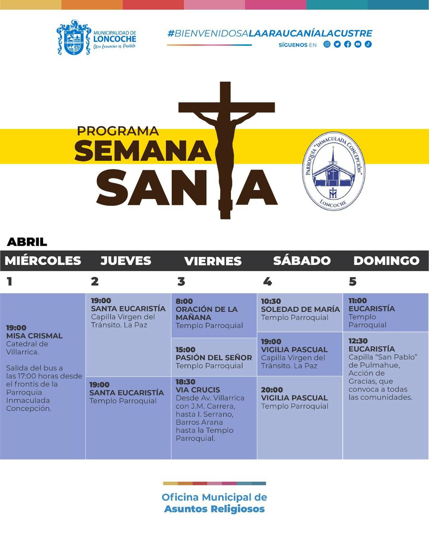 Lee más sobre el artículo Calendario de Actividades – Semana Santa