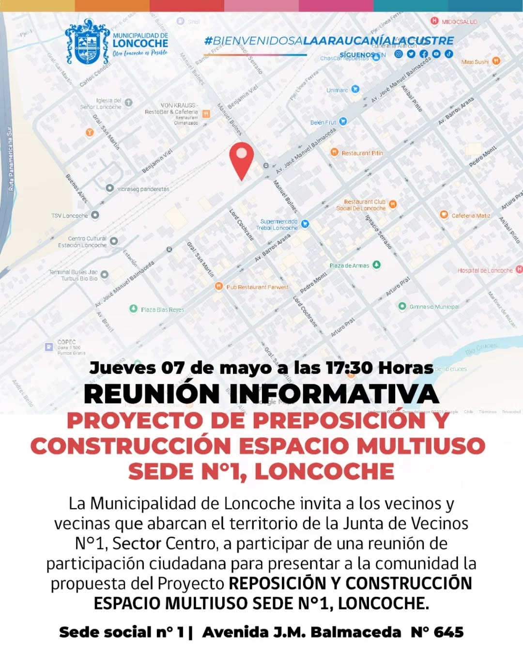 Lee más sobre el artículo REUNIÓN DE PARTICIPACIÓN CIUDADANA – JUNTA DE VECINOS N°1