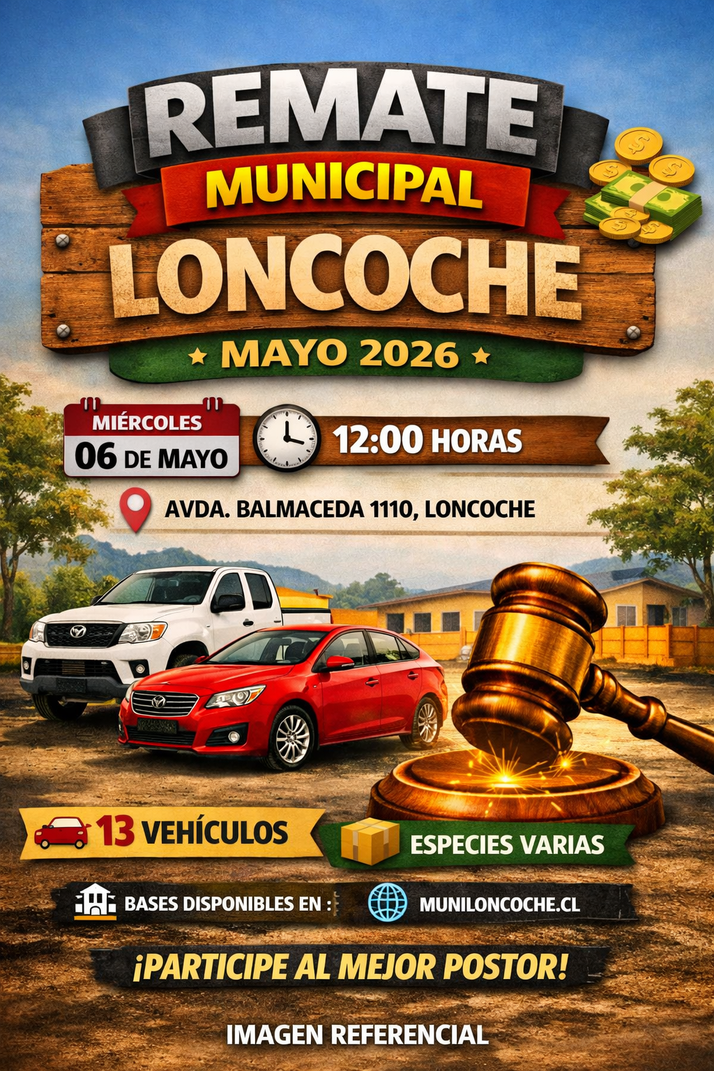 En este momento estás viendo 🚗✨ REMATE MUNICIPAL LONCOCHE – MAYO 2026 ✨🚗