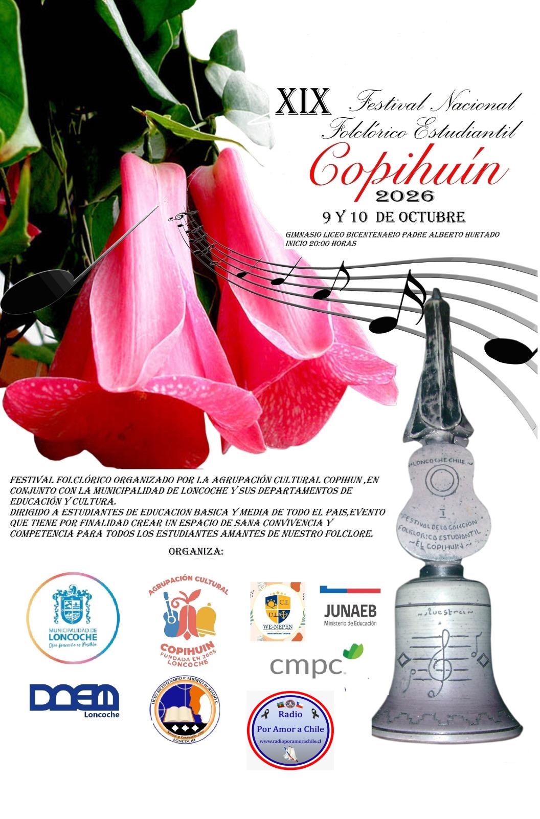 En este momento estás viendo XIX FESTIVAL NACIONAL FOLCLÓRICO ESTUDIANTIL “COPIHUIN 2026”