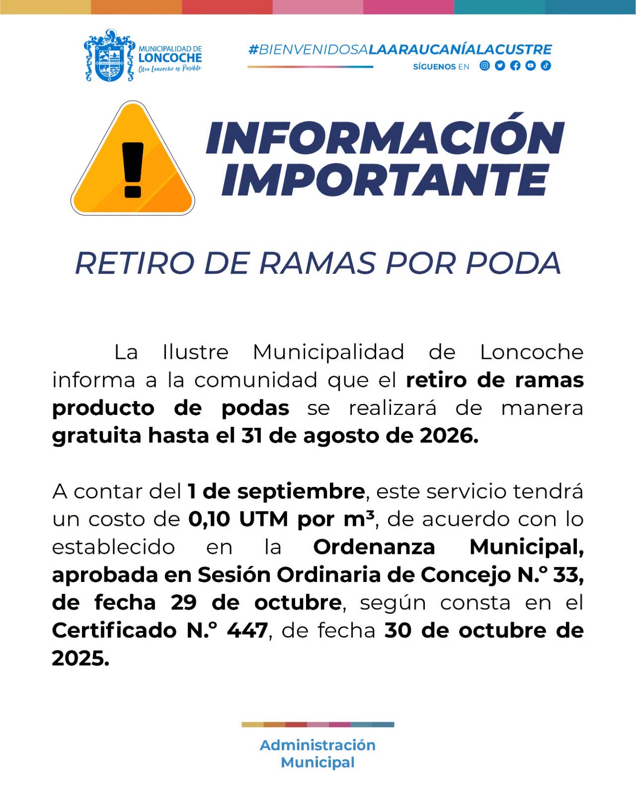 En este momento estás viendo INFORMACIÓN IMPORTANTE – RETIRO DE RAMAS POR PODA