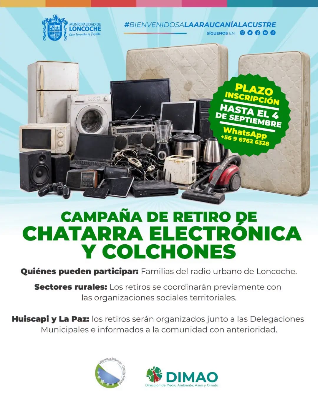 En este momento estás viendo CAMPAÑA DE RETIRO DE CHATARRA ELECTRÓNICA Y COLCHONES