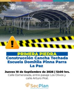 Lee más sobre el artículo PRIMERA PIEDRA | CANCHA TECHADA ESCUELA DOMITILA PINNA PARRA