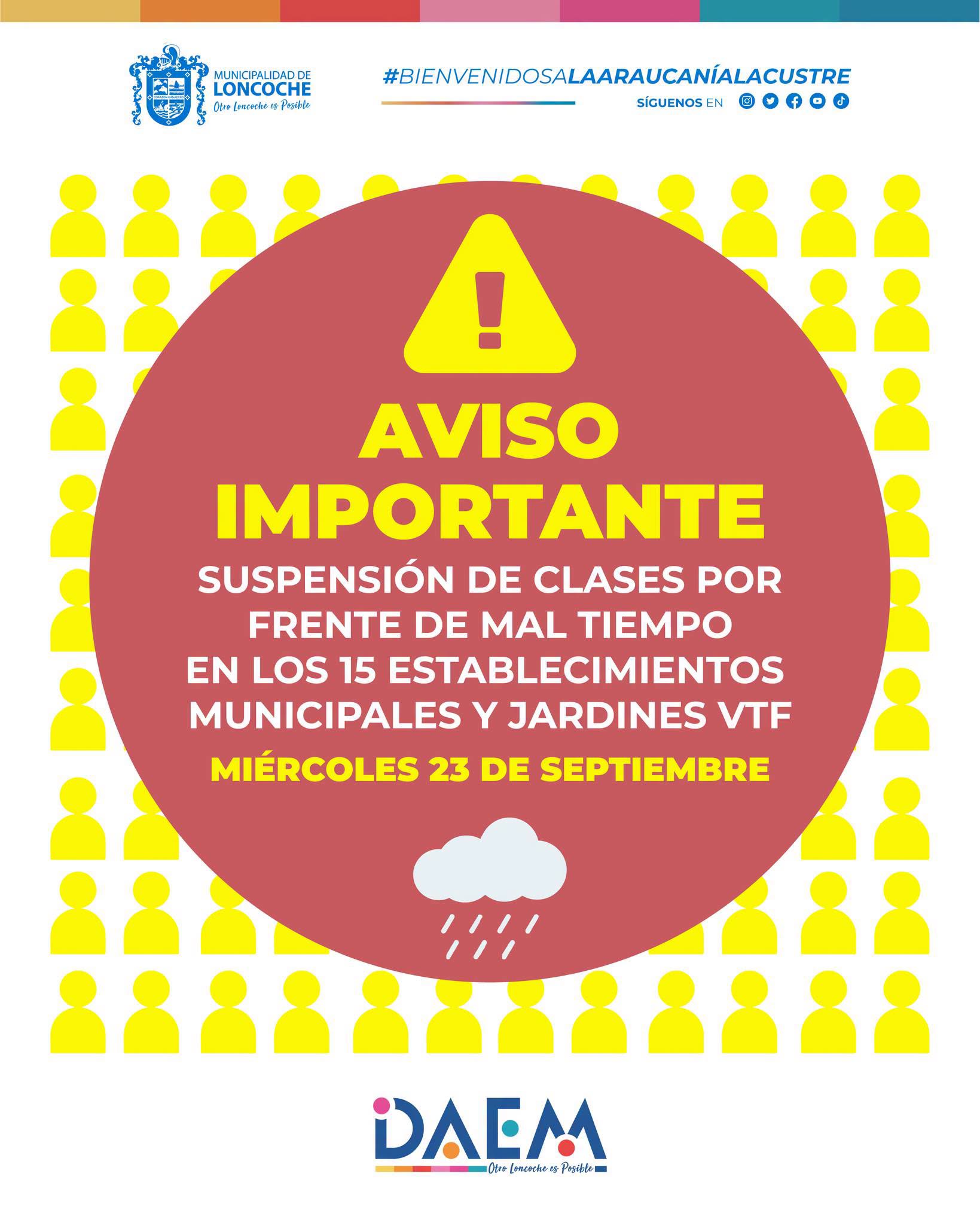 En este momento estás viendo SUSPENSIÓN DE CLASES POR FRENTE DE MAL TIEMPO
