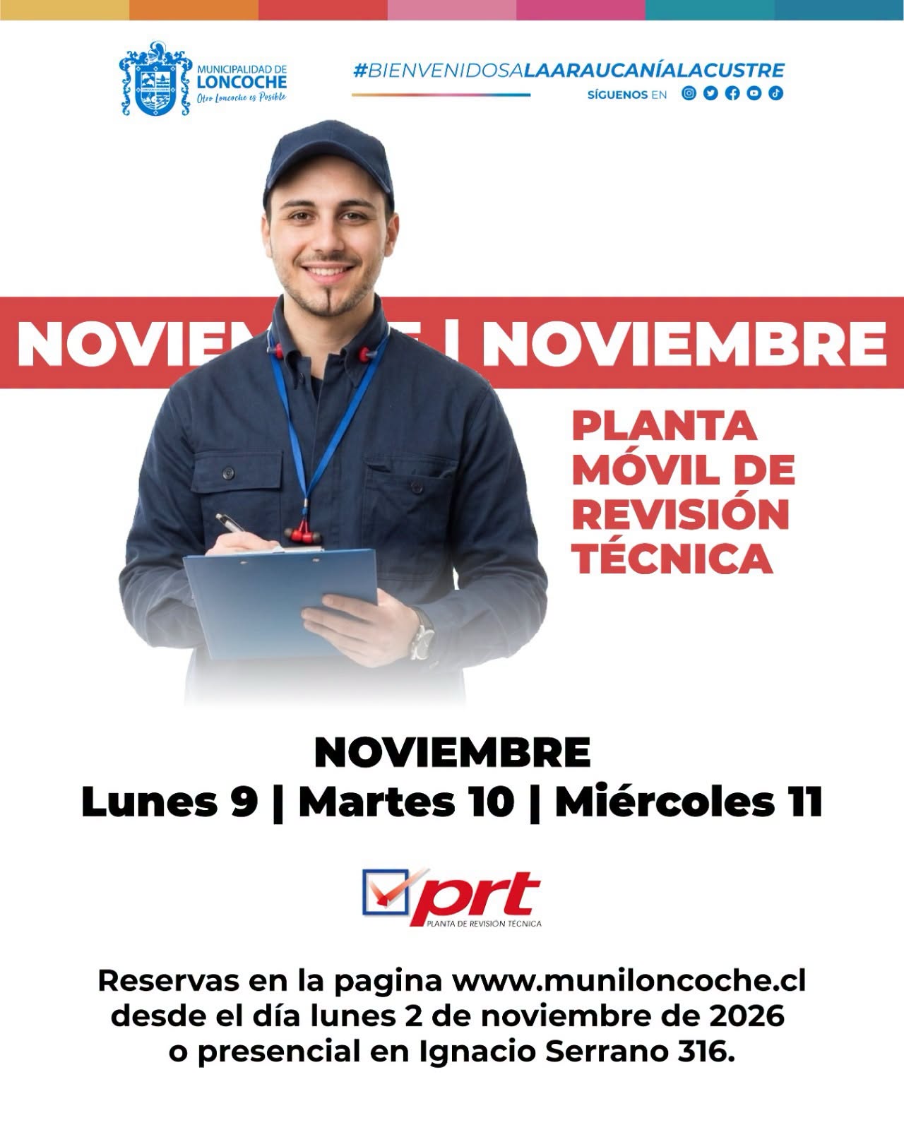 En este momento estás viendo REVISIÓN TÉCNICA VEHICULAR LLEGARÁ A LONCOCHE LOS DÍAS 9, 10 Y 11 DE NOVIEMBRE